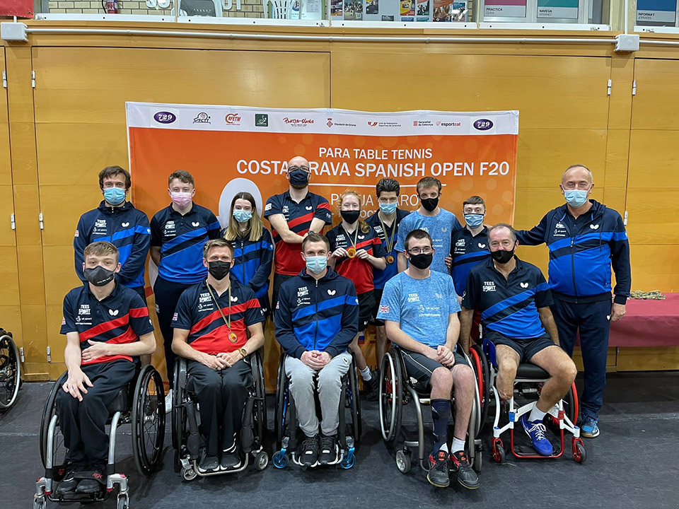 Simon Heaps with the Wheelchair Table Tennis team who competed in Spain